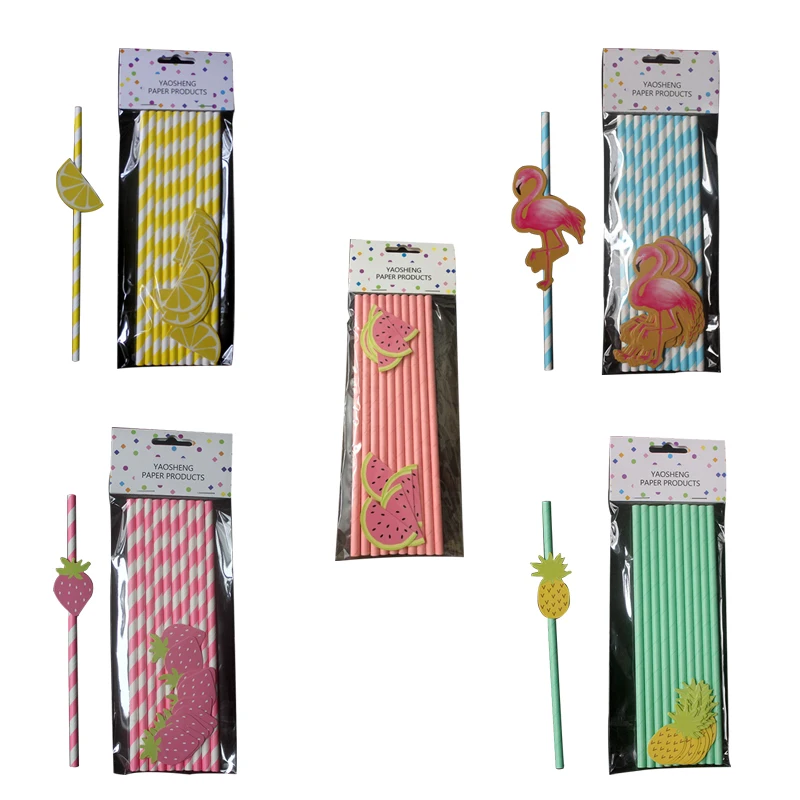 

Urijk 10pcs/pack Disposable Vintage Stripe Drinking Straw Cartoon Paper Drinking Straws For Kid Birthday Party Decorations