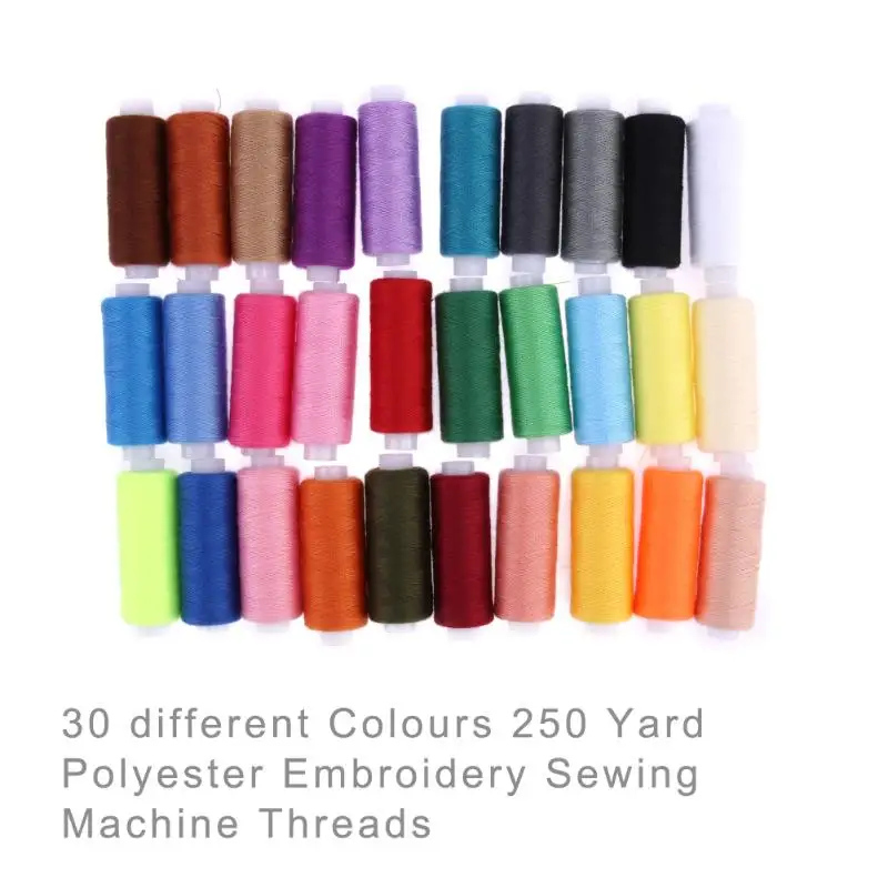 

30Pcs 250 Yard Colorful Hand Sewing Threads for Polyester Machine Embroidery Craft Patch Steering-wheel Sewing Supplies