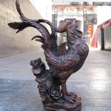 Песня voge gem S0469 Китайский Красный Бронза Медь Фэн-Шуй Лаки Благоприятный шантеклер петух Статуя