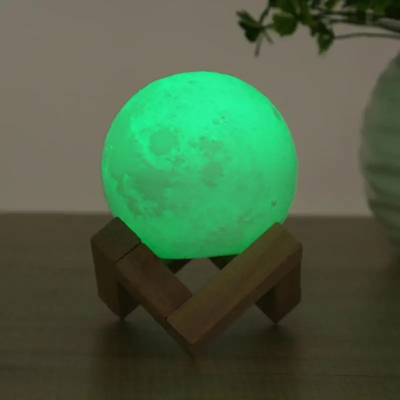 3D принт светодиодный луна лампа USB Перезаряжаемые 16-Цвет дистанционного Управление ночник Украшения в спальню подарок деревянный
