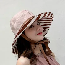 Новая Корейская креативная полосатая двухсторонняя Рыбацкая шапка рекреационный модный козырек крышка для бочки для мужчин и женщин