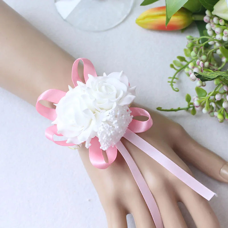 Wrist Flower Bridesmaid Hand Flowers wedding corsage (4)