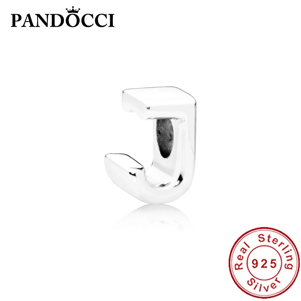 

PANDOCCI 100% 925 Sterling Silver 1:1 Original Elegant 797464 LETTER J CHARM Simple Retro Beaded Women's Jewelry Charming Gift