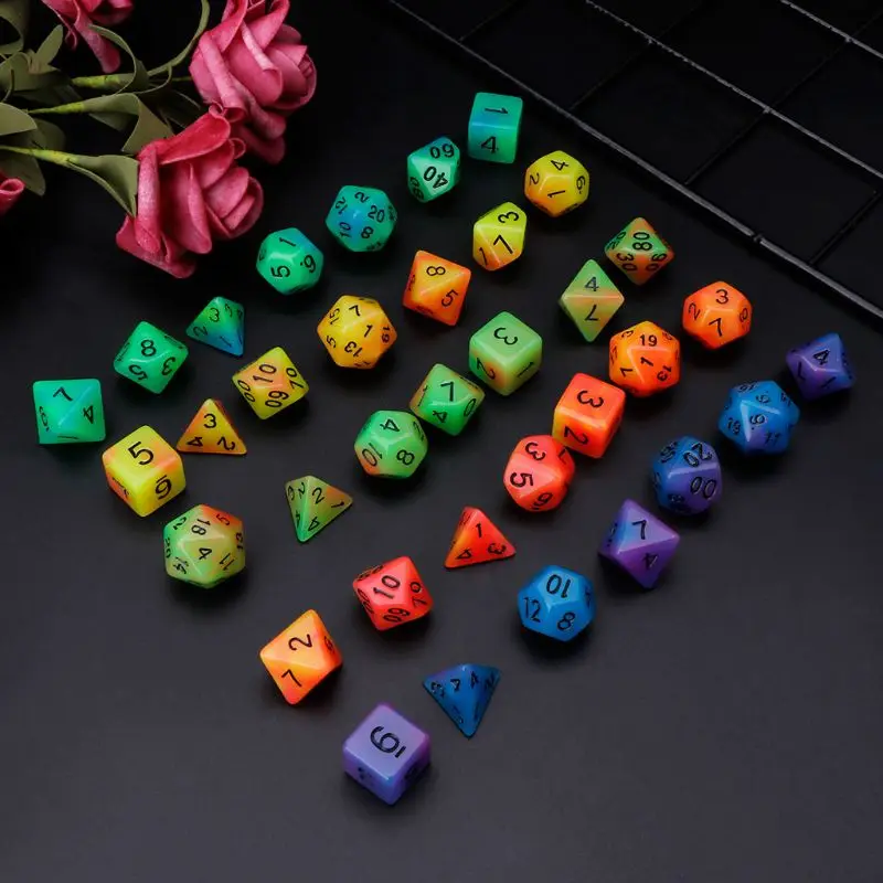 Luminous Polyhedral Sided Dice D4 D6 D8 D10 D12 D20 Set For Dungeons & Dragon D&D RPG Poly Game 7pcs/set