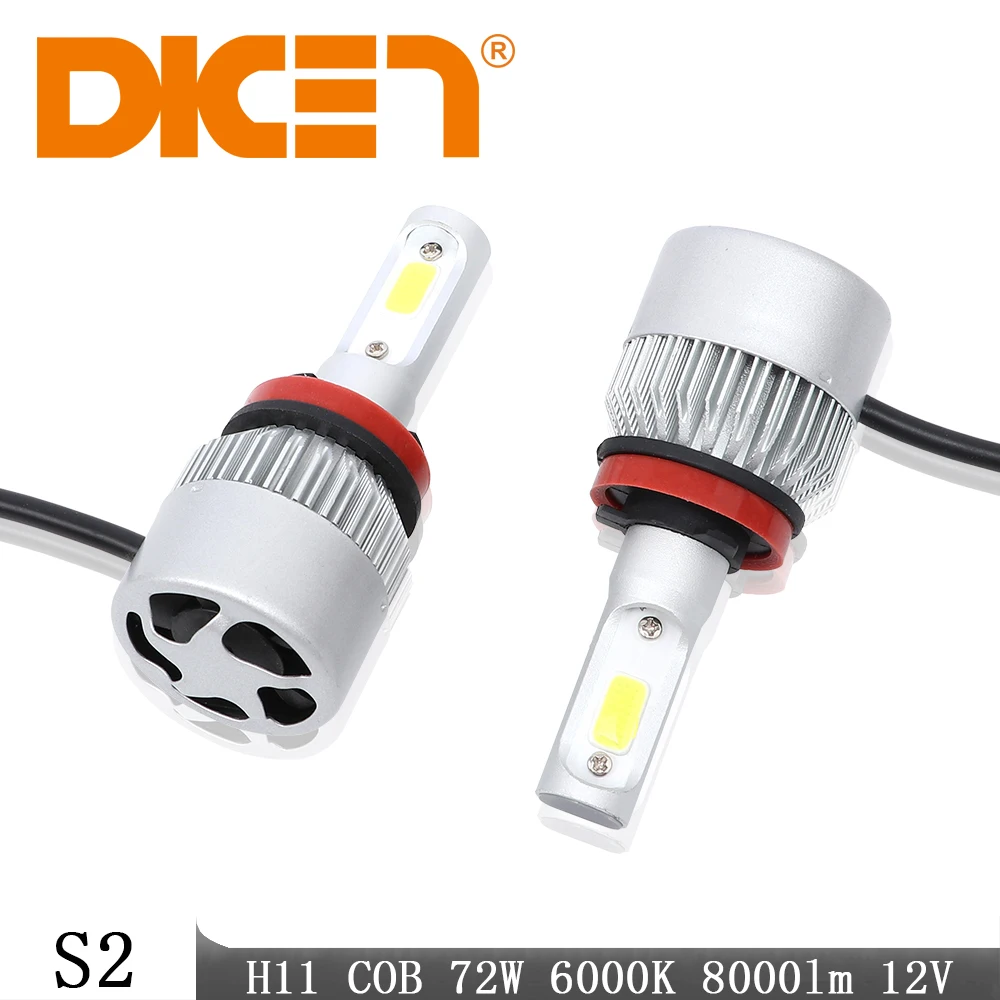 DIC H4 H7 H11 9005 9006 led automobile light LED Headlight Bulbs Hi-Lo Beam 72W 6000K lights for auto Headlamp Fog Light | Автомобили и