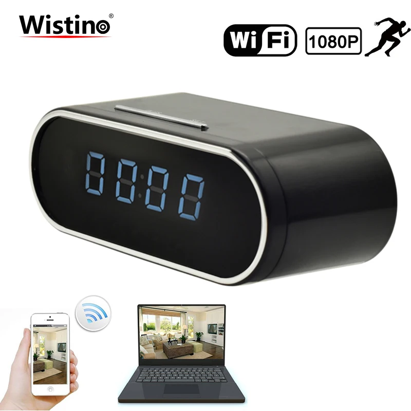 Wistino 1080P wifi камера няня Черная P2P IP часы безопасности IOS Android Обнаружение движения