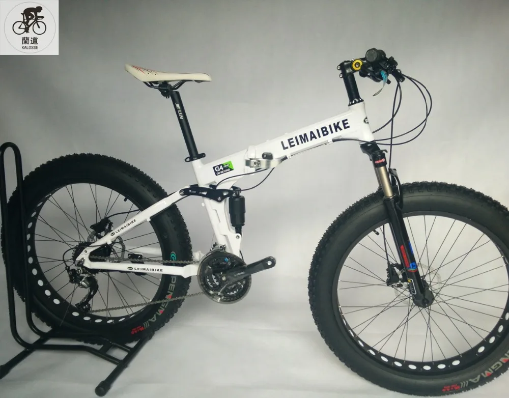 Perfect Kalosse Full suspension  alloy frame  Snow  bicycle, 26/20*4.0 inch  21/24/27/30speed ,26*17 fat bikes   tyre dirt bike 10
