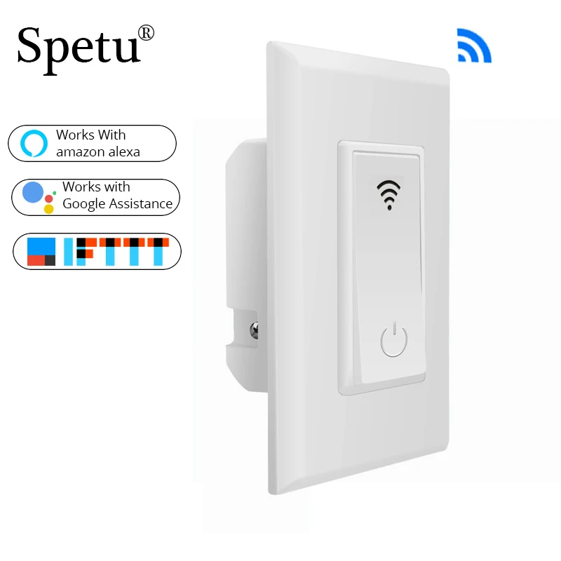 

Spetu US WiFi Smart Wall Light Switch Dimmer Mobile APP Remote Control Timed on/off Works with Amazon Alexa Google Home IFTTT