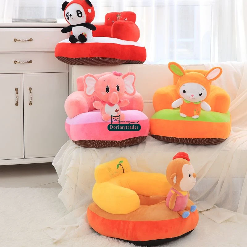Dorimytrader 50cm x 45cm Big Cartoon Kids Sofa Animals Hippo Elephant Cat Rabbit Penguin Monkey Chick Pig Panda Dog Kids Plush Baby Chair Toy DY61904  (12)