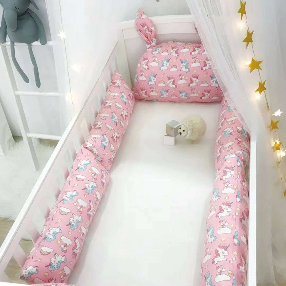 Baby Bed Bumper Ins Cot Bumper Baby Crib Protector Infant Cushion Pillow Rabbit Ear Shaped Print Crib Bumper For Baby Newborn