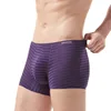 Bóxer transparente ultrafino para hombre, ropa interior Sexy transpirable, a rayas de seda de hielo, sin costuras, suave, con bolsa en U ► Foto 3/6