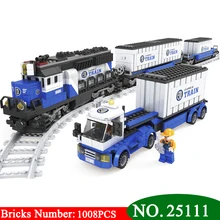 Новинка 1008 шт. железнодорожные поезда Конструктор из строительных блоков блоки игрушки детская Рождественская Модель Строительные кирпичи игрушки 25111
