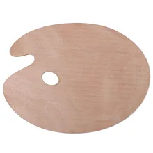 Плоские гладкие акварельные художники акриловые с отверстием для большого пальца картина маслом художественные деревянные принадлежности овальные палетки поднос