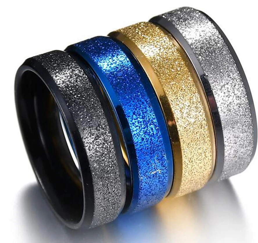 

100pcs SILVER BLACK GOLD BLUE inside confortable 6mmStainless Steel Rings Top Quality Men Women Band Rings Wholesale Hot Jewelry