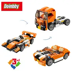 Decool 3108 City 119 шт. создатель изменен 3 в 1 гоночный автомобиль грузовик спортивный автомобиль образования Building Block игрушки для детей подарки
