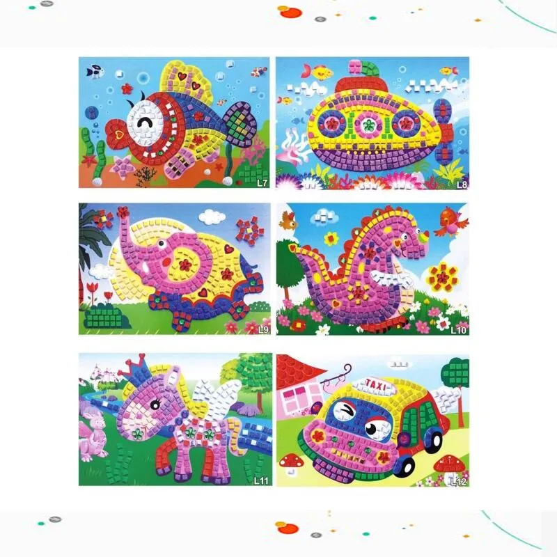 Enfants enfants maternelle 3D Puzzles bricolage artisanat jouets-10 pièces cristal EVA mousse mosaïque autocollant peinture vente chaude