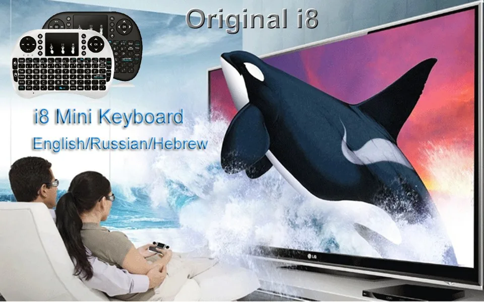 AVATTO оригинальная i8 Мини игровая клавиатура на английском, русском, иврите с 2,4 ГГц беспроводной сенсорной панелью Air mouse для Smart tv, Android Box