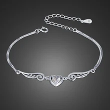 Angel Wings циркон браслет стерлингового серебра 925 регулируемые браслеты с кулоном в форме бесконечности для женщин и девочек модные украшения