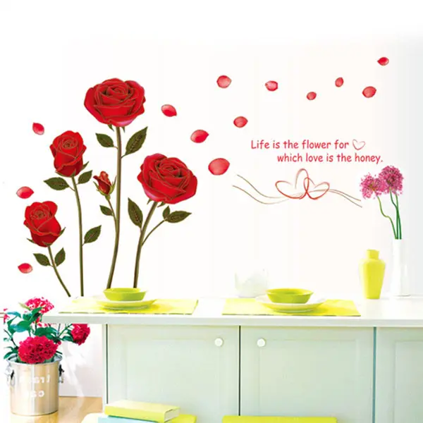 Новая Съемная Настенная Наклейка с цитатой красной розы Life Is The Flower настенная