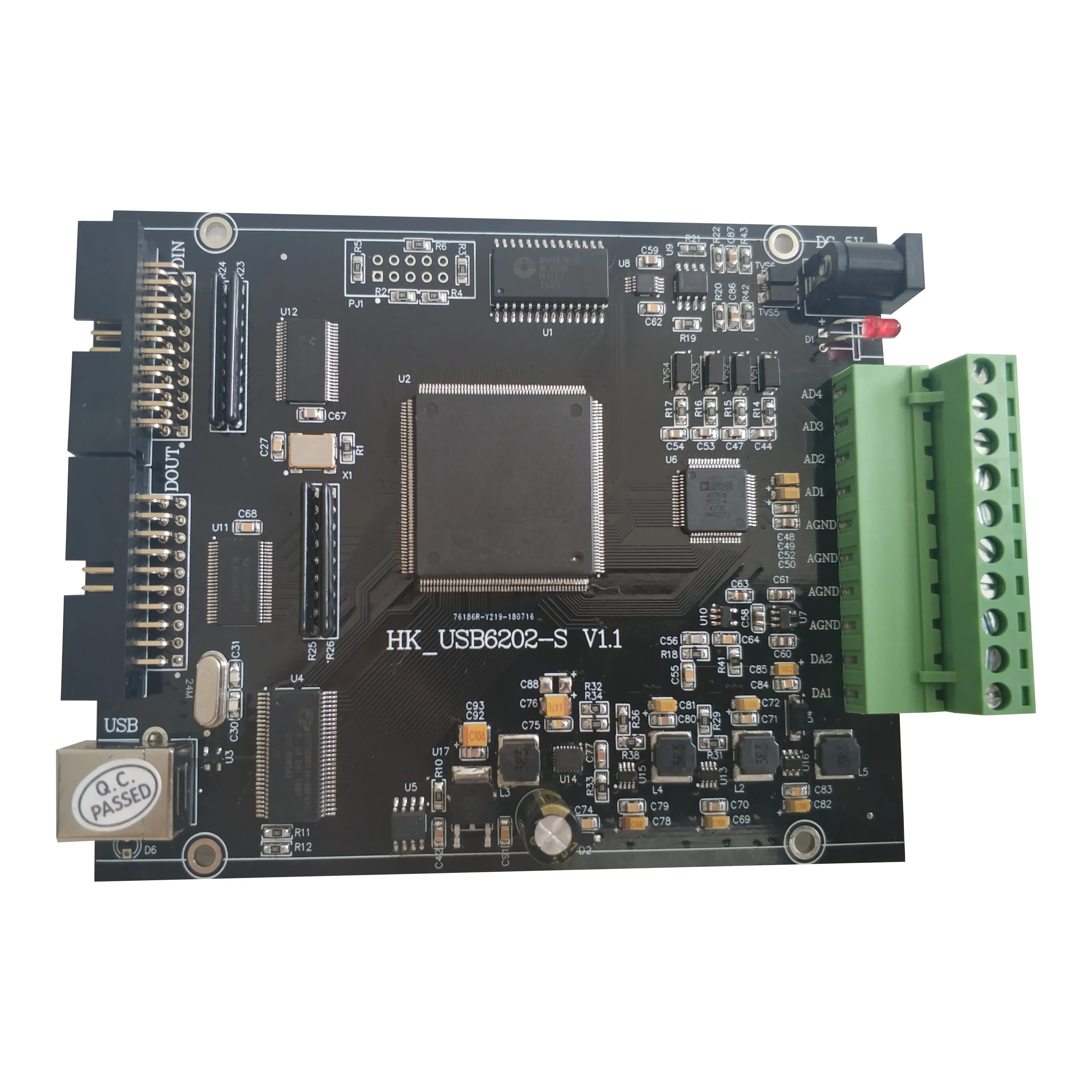 

USB Synchronous Data Acquisition -4 Path 16 Bit Synchronous Single Ended AI, 2 Way AO, PWM Output and Measurement, IO