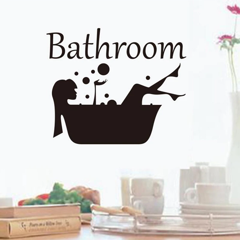 Beauty Bathroom Art Decal Bath Time Door Sticker Creative Home Decoration Wall Stickers Removable | Дом и сад