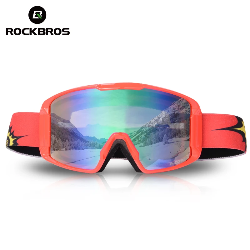 ROCKBROS المضادة للضباب تزلج نظارات مزدوجة طبقات التزلج نظارات UV400 على الجليد نظارات PC عدسة كبيرة قناع تزلج الرجال النساء نظارات الاطفال