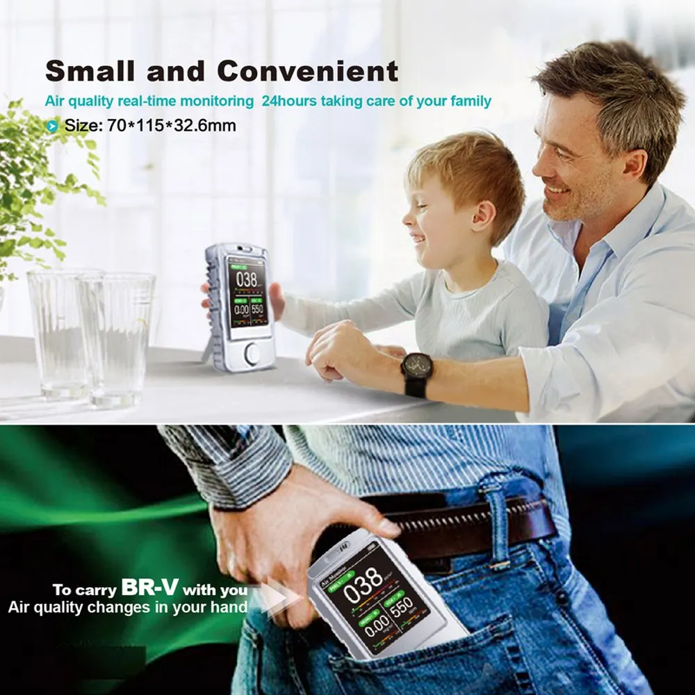  Digital Air Quality Monitor Portable Gas Analyzer Gas Detector Formaldehyde Carbon Dioxide TVOC PM1