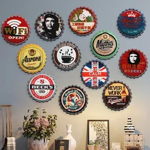 Крышка для пивной бутылки, винтажная жестяная вывеска, бар, паб, футбольный клуб, кафе, домашний декор стен, автомобильные тарелки, металлический художественный плакат, Ретро металлическая круглая табличка