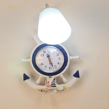 Mediterranean Clock Bedroom Wall Lighting Contemporary AC 110V-220V E27 Vintage Wall Lamp Children Room Kids Led Wall Clock