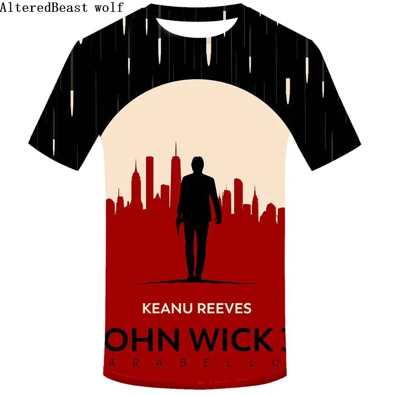 

New 3d print cosplay t shirt o-neck short sleeve men Perkins Keanu Reeves Graphic T-Shirt John Wick the Boogie Man Movie tee