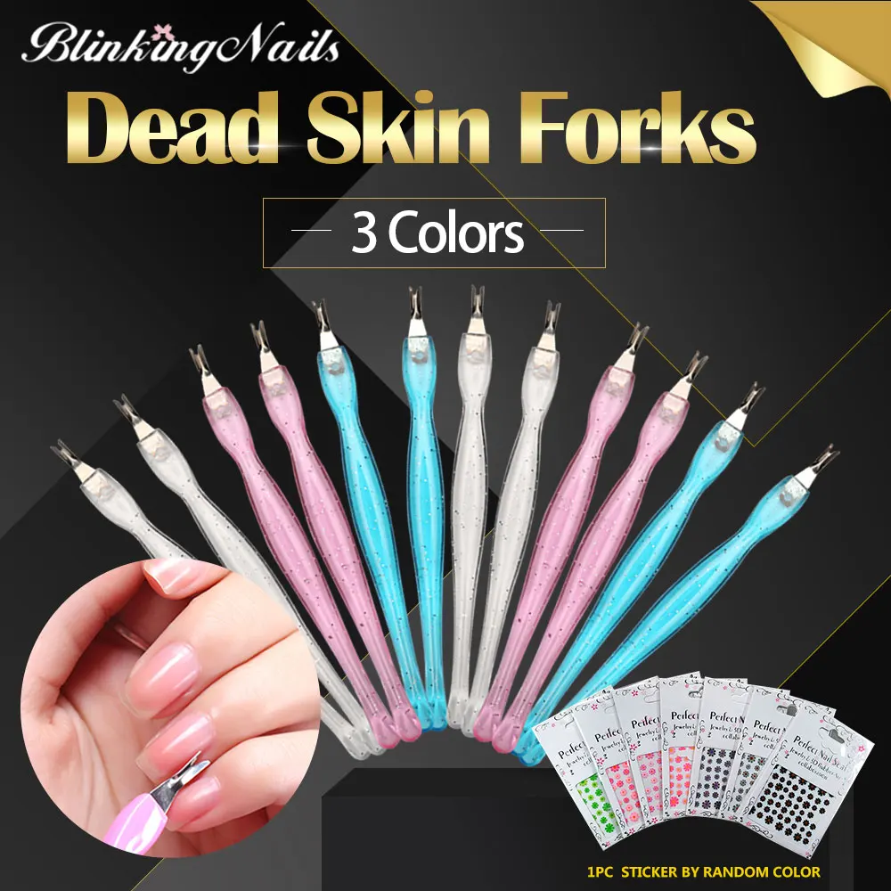 

Crystal Metal Cuticle Pusher for Nail Pushing Leather for Nail Dead Skin Forks Plastic Orange Sticks Nail Art Manicure Material
