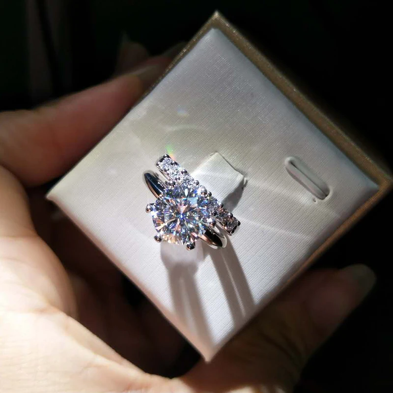 18 K 750Au золото 2 шт Moissanite кольцо, обручальное кольцо, D цвет с национальным сертификатом MO-01