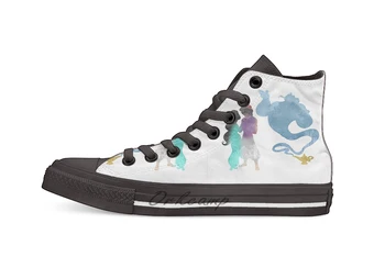 

Princess Prince and Genie Inspired Silhouette Casual High Top Canvas shoes sneakers Light Walking Shoes