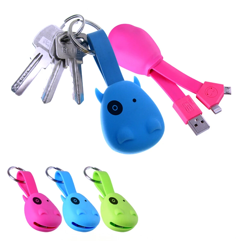 

1PC Micro USB Cable Keychain 2 in 1 Sync Data Charging Cables For iPhone 5s 6 6S IOS 4 Clours