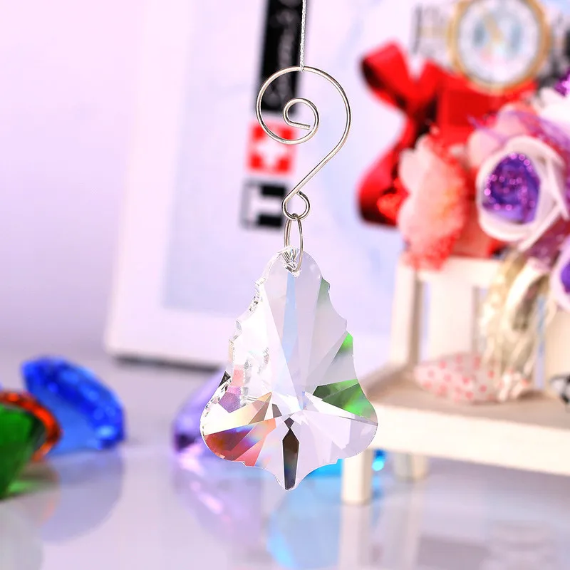 76 мм прозрачное стекло кленовый лист хрустальные призмы Suncatcher люстры части