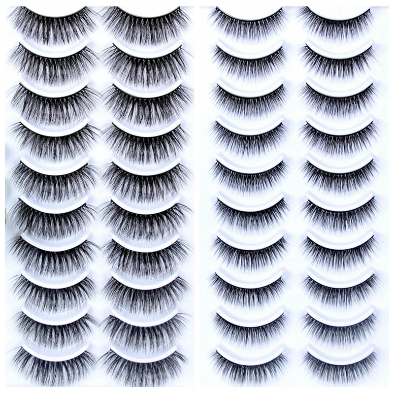 

10 Styles NEW 10 pairs 100% Real Mink Eyelashes Natural False Eyelashes 3D Mink Lashes Soft Eyelash Extension Makeup Kit Cilios