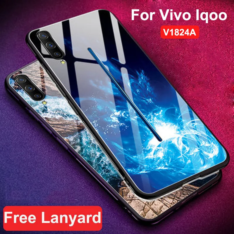 Закаленное стекло крышка для Vivo IQOO Capa Чехол Мягкий силиконовый чехол жесткий чехол 6,41 ''для Vivo IQOO V1824A Чехлы Coque shell