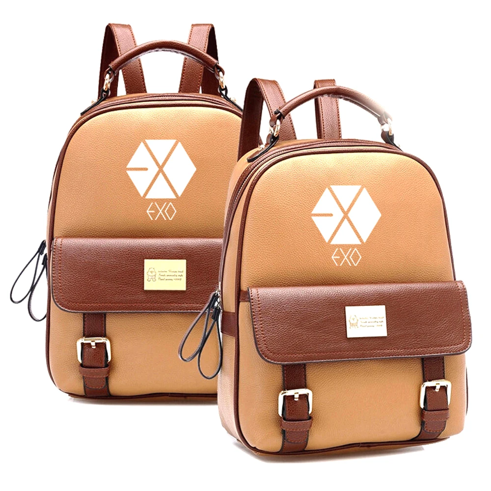 2019 Hot Sales Korean KPOP EXO PU Backpack Mochila Student Boys Bag