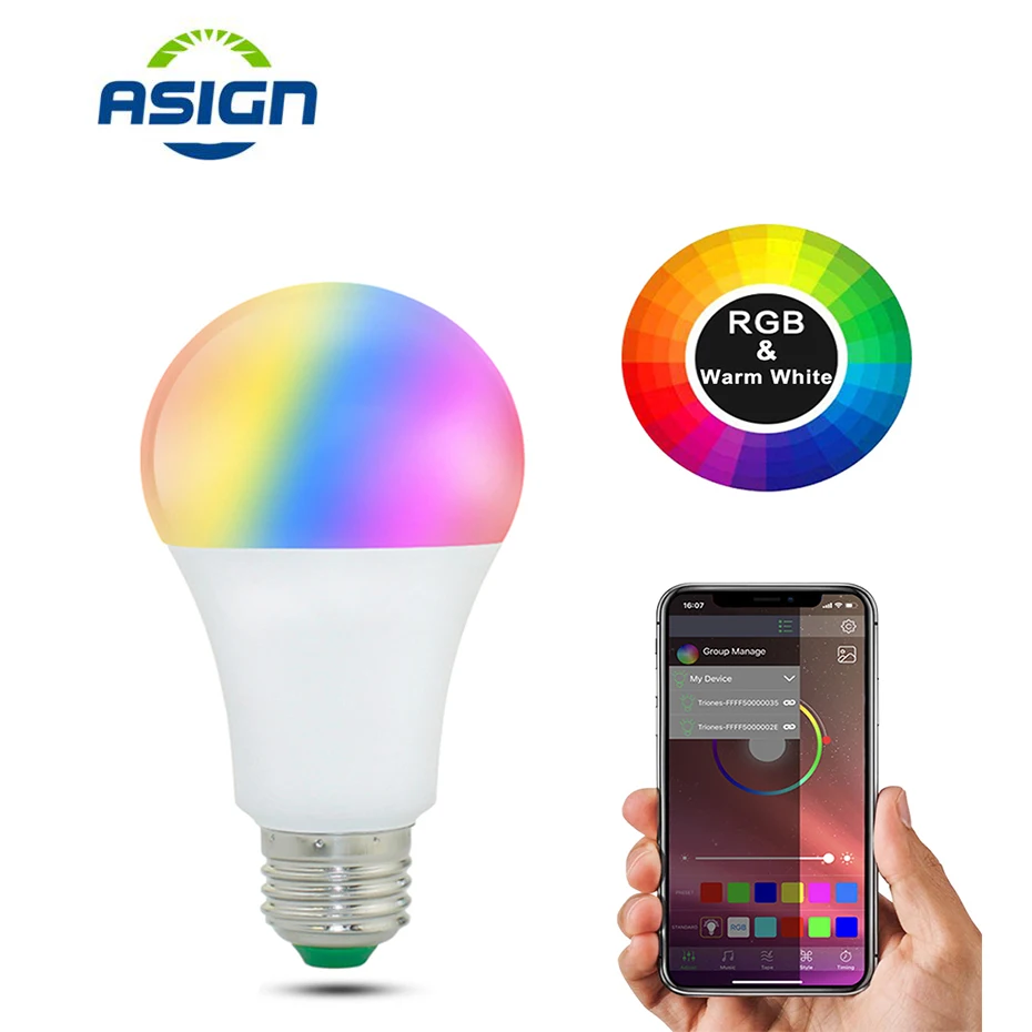 

Dimmable E27 LED Bluetooth Smart Bulb Magic Lamp 15W AC85-265V Music Voice Control Smart Lighting Lamp Multiple Colors LED Light