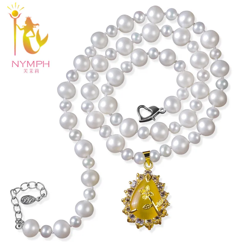 [NYMPH] Real Pearl Jewelry Natural Freshwater Pearl Necklace White Nearl Round Pearl Gift For New Year  X1013