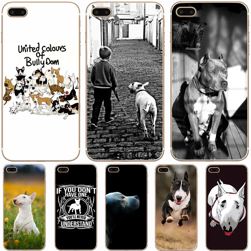 

H056 Bull Terrier Dog Puppies Transparent Hard Thin Case Cover For Apple iPhone XR XS Max 4 4S 5 5S SE 5C 6 6S 7 8 X Plus