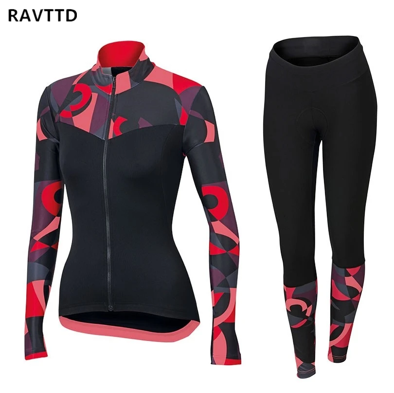 RAVTTD Женские Термо флисовые майки для велоспорта комплекты одежды для велоспорта Ropa Ciclismo