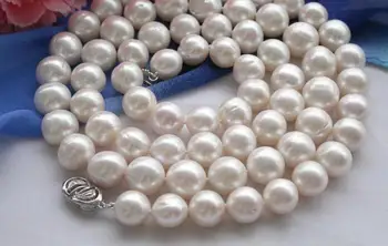 

Jewelry Pearl Necklace white round Freshwater pearl necklace 925silver Free Shipping