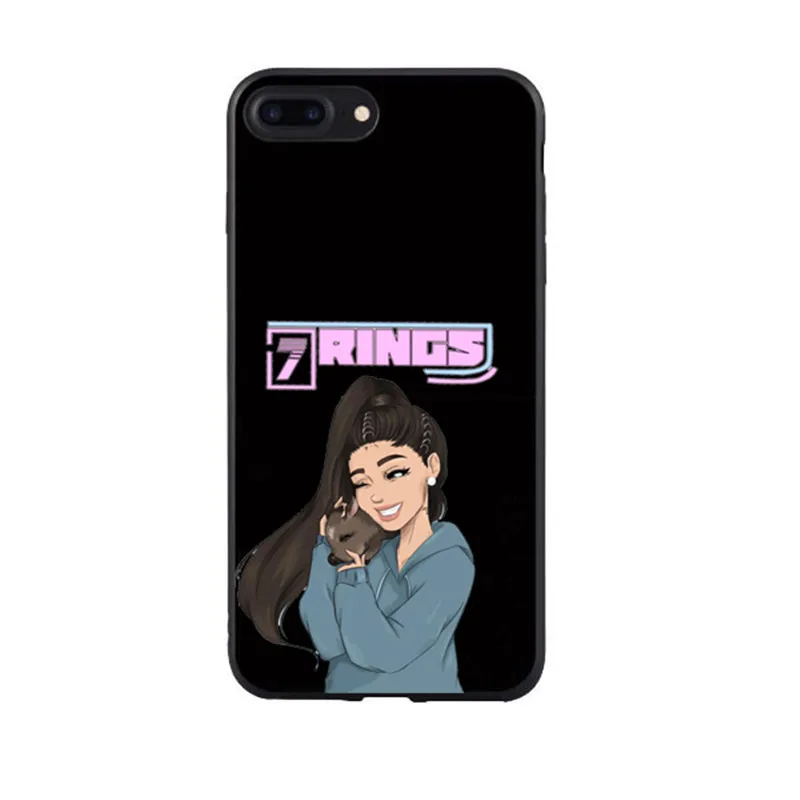 TPU 7 колец Thank U seguinte Ariana grande macio cores doces caso de telefone para Для iPhone 11 11PROMAX 6s 7 8 plus x XS XR XSMAX - Цвет: TPU