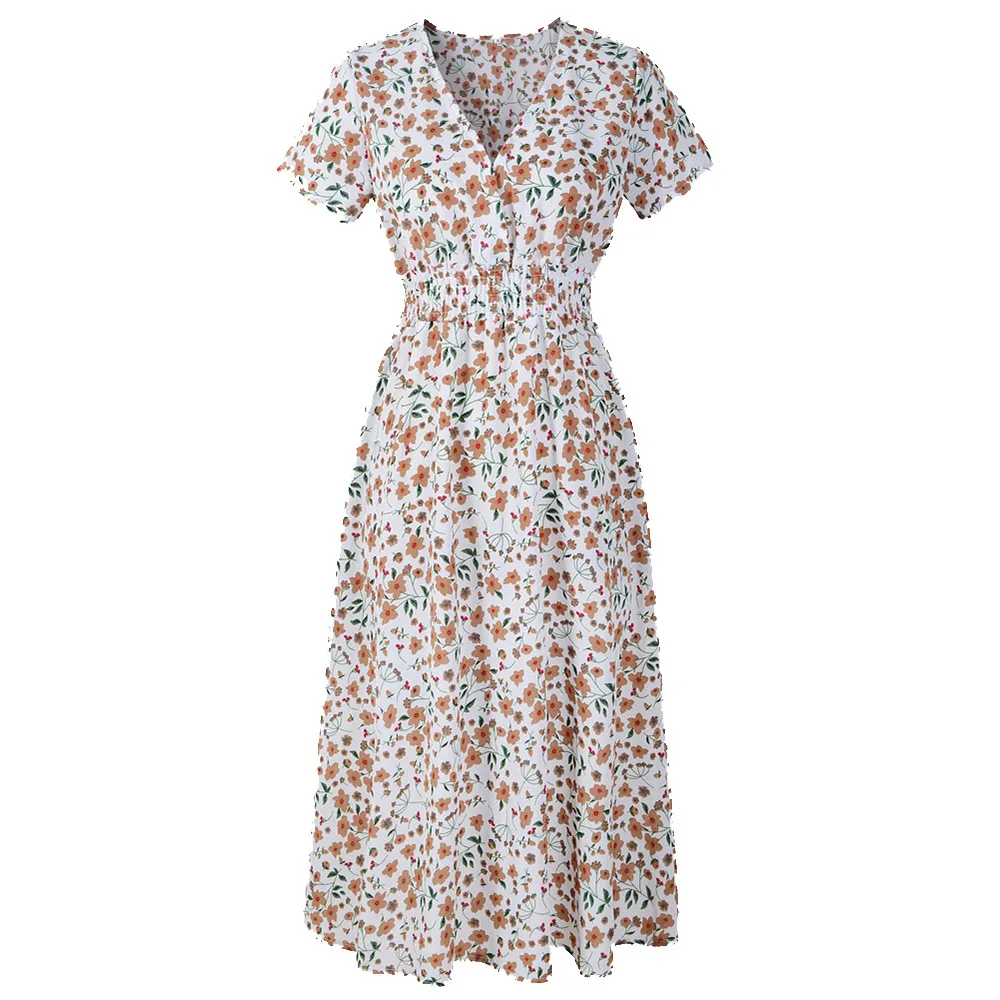 

SAGACE Knee-Length Party Dress Knee-Length Flower Girl Dress Plus Size Women V-neck Dresses Summer 2019 Elegant Sheath Dresses