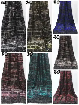 

Gold Line Sequins Lace Fabric Latest African Lace Fabric High Quality Nigerian French Party lace fabric for tulle lace fabric