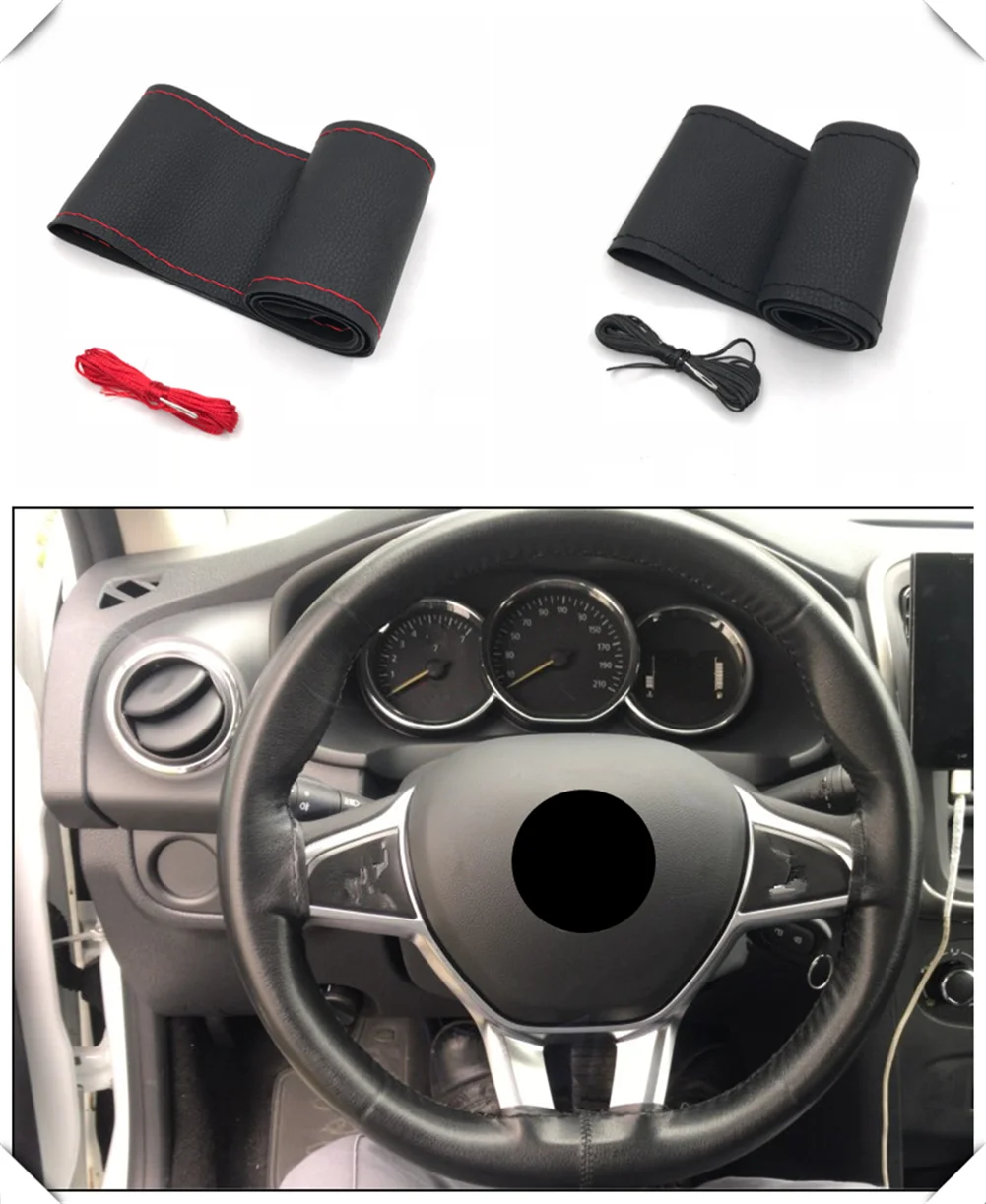 Car interior steering wheel cover soft leather weave 37 cm / 38CM for Hyundai CCS NEOS-3 Accent SR HND-4 Blue-Will i-blue