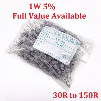 

500PCS 1W Oxide Carbom Metal film Resistor 30R/33R/36R/39R/43R/47R/51R/56R/62R/68R/75R/82R/91R/100R/120R/150R/Ohm 5%