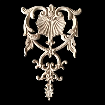 

5PCS Vintage Wood Carved Corner Onlay Applique Frame Door Decorate Wall Doors Furniture Decorative Figurines Wooden Miniatures