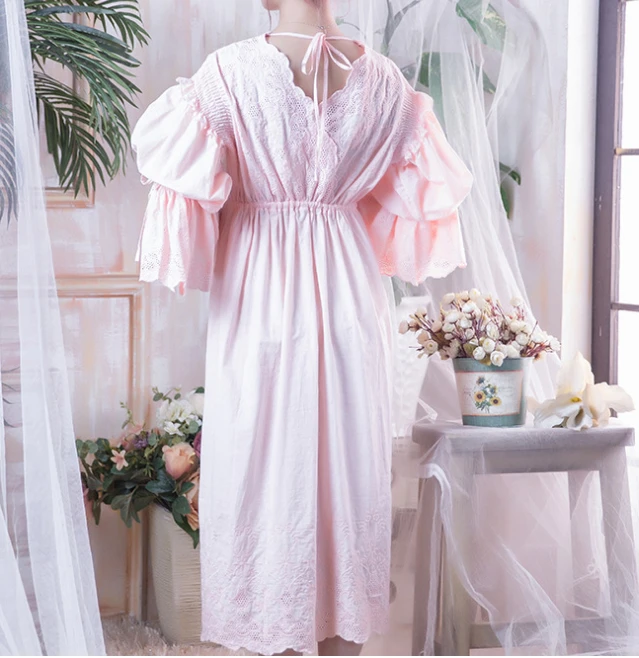 Ночные рубашки одежда для сна Женская домашняя в винтажном стиле|home dress|sleepwear
